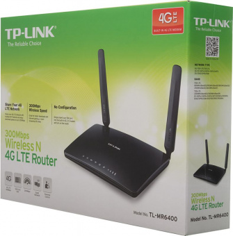 Роутер беспроводной TP-Link TL-MR6400 N300 10/100BASE-TX/4G cat.4 черный - купить недорого с доставкой в интернет-магазине