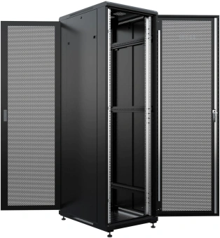 Шкаф серверный NTSS (NTSS-R42U6080PD/PD-BL) напольный 42U 600x800мм пер.дв.перфор. задн.дв.перфор. 900кг черный 710мм 96кг 1987мм IP20 - купить недорого с доставкой в интернет-магазине