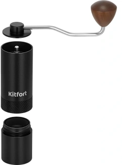 Кофемолка Kitfort КТ-7605 ручная сист.помол.:жернова вместим.:20гр черный/коричневый - купить недорого с доставкой в интернет-магазине