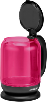 Чайник электрический Hyundai HYK-G4808 1.7л. 2200Вт малиновый/черный корпус: стекло - купить недорого с доставкой в интернет-магазине