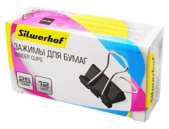 Зажимы Silwerhof 510015 сталь 25мм черный (упак.:12шт) картонная коробка - купить недорого с доставкой в интернет-магазине