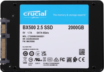 Накопитель SSD Crucial S SATA-III 2TB CT2000BX500SSD1 BX500 2.5" - купить недорого с доставкой в интернет-магазине