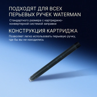 Картридж Waterman Standard (S0110850) Intense Black чернила для ручек перьевых (8шт) - купить недорого с доставкой в интернет-магазине