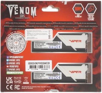 Память DDR5 2x16GB 6400MHz Patriot PVV532G640C32K Viper Venom RTL Gaming PC5-51200 CL32 DIMM 288-pin 1.4В kit с радиатором Ret - купить недорого с доставкой в интернет-магазине