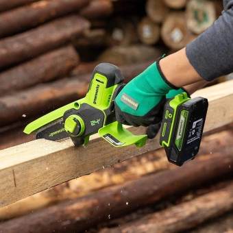 Цепная пила Greenworks G24MCS10 дл.шины:4"(10cm) 1аккум. 2Ач ЗУ (2008207UA) - купить недорого с доставкой в интернет-магазине