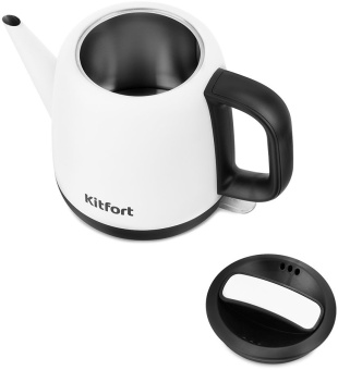Чайник электрический Kitfort KT-6112 1л. 1630Вт белый/черный (корпус: нержавеющая сталь) - купить недорого с доставкой в интернет-магазине