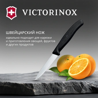 Нож кухонный Victorinox Swiss Classic (6.7603) стальной для чистки овощей и фруктов лезв.80мм прямая заточка черный - купить недорого с доставкой в интернет-магазине