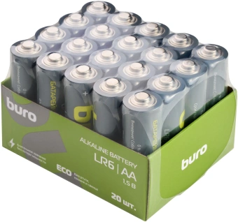 Батарея Buro Alkaline LR6 AA 2900mAh (20шт) коробка - купить недорого с доставкой в интернет-магазине