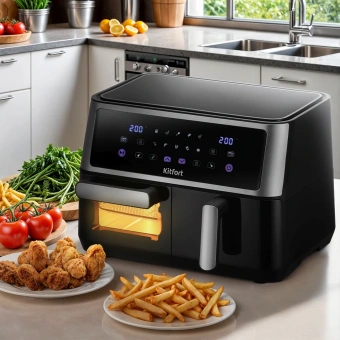 Аэрогриль Kitfort КТ-2256 2850Вт черный/серебристый - купить недорого с доставкой в интернет-магазине