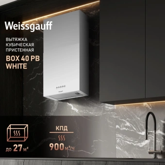 Вытяжка каминная Weissgauff Box 40 PB белый управление: кнопочное (1 мотор) - купить недорого с доставкой в интернет-магазине