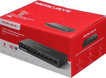 Коммутатор Mercusys MS110P (L2) 10x100Мбит/с 8PoE+ 65W неуправляемый - купить недорого с доставкой в интернет-магазине