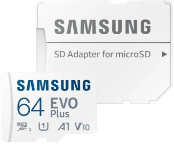 Флеш карта microSDXC 64GB Samsung MB-MC64SA EVO Plus + adapter - купить недорого с доставкой в интернет-магазине