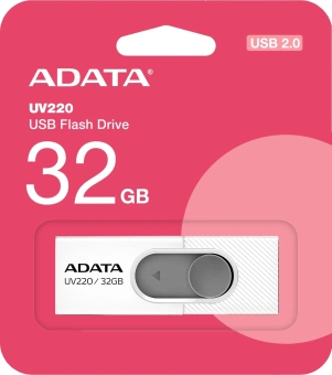 Флеш Диск A-Data 32GB UV220 AUV220-32G-RWHGY USB2.0 белый/серый - купить недорого с доставкой в интернет-магазине