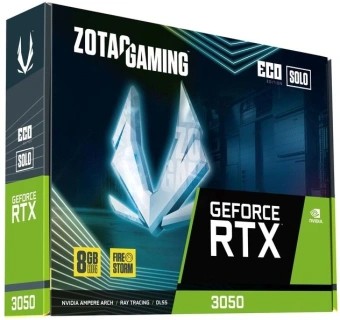 Видеокарта Zotac PCI-E 4.0 RTX 3050 ECO SOLO NVIDIA GeForce RTX 3050 8Gb 128bit GDDR6 1777/14000 HDMIx1 DPx3 HDCP Ret - купить недорого с доставкой в интернет-магазине