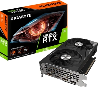 Видеокарта Gigabyte PCI-E 4.0 GV-N3060GAMING OC-8GD 2.0 NVIDIA GeForce RTX 3060 8Gb 128bit GDDR6 1807/15000 HDMIx2 DPx2 HDCP Ret - купить недорого с доставкой в интернет-магазине