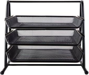 Лоток горизонтальный Deli E9181 для бумаг 350х278х275мм черный металл сетка - купить недорого с доставкой в интернет-магазине