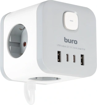 Сетевой удлинитель Buro BU-PC3.1UС-W 1.5м (3 розетки) белый (коробка) - купить недорого с доставкой в интернет-магазине