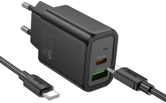 Сетевое зар./устр. Hoco N63 Gentle 30W 3A (PD+QC) черный (44396) - купить недорого с доставкой в интернет-магазине