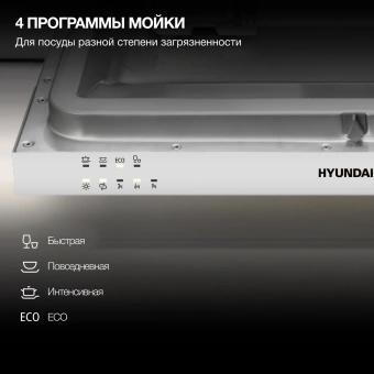 Посудомоечная машина встраив. Hyundai HBD 440P 2100Вт узкая серебристый/белый - купить недорого с доставкой в интернет-магазине