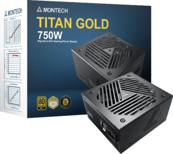 Блок питания Montech ATX 750W Titan Gold Gen.5 80+ gold (20+4pin) APFC 135mm fan 12xSATA Cab Manag RTL - купить недорого с доставкой в интернет-магазине