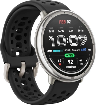 Смарт-часы Amazfit Active 2R A2437 43.9мм 1.32" AMOLED корп.серебристый рем.черный разм.брасл.:135-195мм - купить недорого с доставкой в интернет-магазине