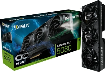 Видеокарта Palit PCI-E 5.0 PA-RTX5080 INFINITY 3 OC NVIDIA GeForce RTX 5080 16Gb 256bit GDDR7 2295/30000 HDMIx1 DPx3 HDCP Ret - купить недорого с доставкой в интернет-магазине
