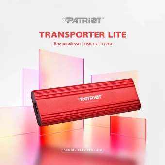 Накопитель SSD Patriot USB-C 512GB PTPL512GPEC Lite Transporter красный - купить недорого с доставкой в интернет-магазине