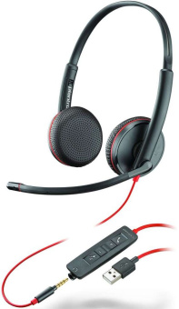 Наушники с микрофоном Plantronics Blackwire C3225 черный/красный 1.5м накладные оголовье (209747-201) - купить недорого с доставкой в интернет-магазине