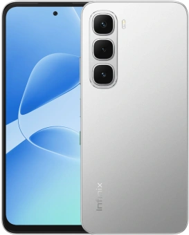 Смартфон Infinix X6728 Hot 60i 256Gb 8Gb серебристый титан моноблок 3G 4G 2Sim 6.7" 720x1600 Android 15 50Mpix 802.11 a/b/g/n/ac NFC GPS Protect FM microSD max1024Gb - купить недорого с доставкой в интернет-магазине