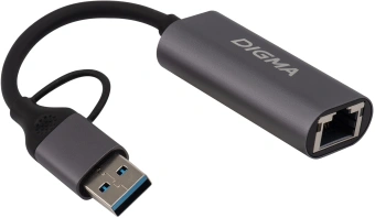 Сетевой адаптер Gigabit Ethernet Digma DLA-GEUC01 USB 3.0 - купить недорого с доставкой в интернет-магазине