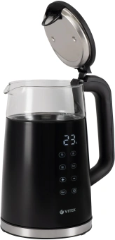 Чайник электрический Vitek VT-8827 1.7л. 2200Вт черный корпус: стекло/металл - купить недорого с доставкой в интернет-магазине