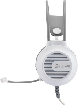 Наушники с микрофоном Оклик HS-L300G белый 2.2м мониторные оголовье (1796952) - купить недорого с доставкой в интернет-магазине