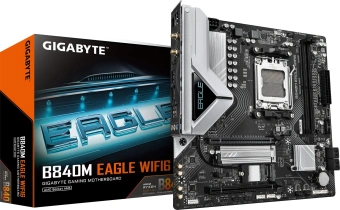 Материнская плата Gigabyte B840M EAGLE WIFI6 Socket AM5 AMD B840 2xDDR5 mATX AC`97 8ch(7.1) 2.5Gg RAID+HDMI+DP - купить недорого с доставкой в интернет-магазине