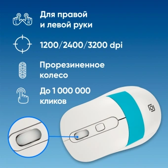 Мышь Оклик 310MW белый/синий оптическая 3200dpi беспров. USB для ноутбука 4but (1869094) - купить недорого с доставкой в интернет-магазине