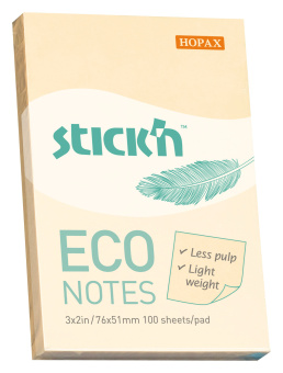 Блок самоклеящийся бумажный Stick`n ECO 21741 51x76мм 100лист. 60г/м2 пастель желтый - купить недорого с доставкой в интернет-магазине