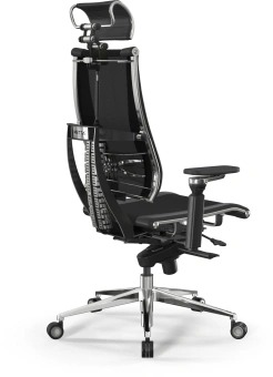 Кресло руководителя Метта Yoga 4DF B2-14D - YM93+Infinity черный сет./ткань/экокожа с подголов. крестов. алюминий хром (комплект 1шт) - купить недорого с доставкой в интернет-магазине