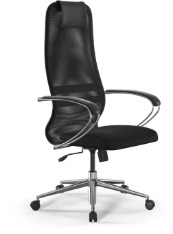 Кресло Метта SU-B-8 черный сиденье черный сетка с подголов. крестов. металл хром - купить недорого с доставкой в интернет-магазине