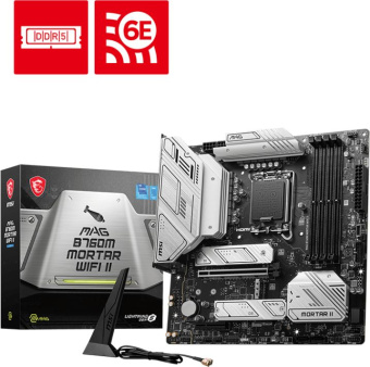 Материнская плата MSI MAG B760M MORTAR WIFI II Soc-1700 Intel B760 4xDDR5 mATX AC`97 8ch(7.1) 2.5Gg+HDMI+DP - купить недорого с доставкой в интернет-магазине