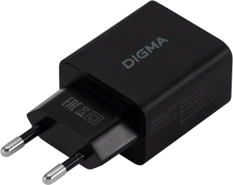Сетевое зар./устр. Digma DGW2D 20W 3A+1A (PD+QC) USB-C/USB-A универсальное черный (DGW2D0F110BK) - купить недорого с доставкой в интернет-магазине