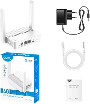 Роутер беспроводной Cudy LT300 N300 10/100BASE-TX/4G cat. 4 белый - купить недорого с доставкой в интернет-магазине