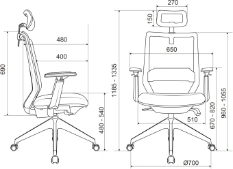 Кресло эргономичное Бюрократ MC-G611NL-H черный Elastic-102 с подголов. крестов.4-луч. пластик пластик серый - купить недорого с доставкой в интернет-магазине