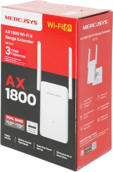 Повторитель беспроводного сигнала Mercusys ME70X AX1800 10/100/1000BASE-TX компл.:устройство/крепления/адаптер белый (упак.:1шт) - купить недорого с доставкой в интернет-магазине