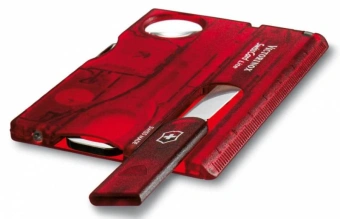 Швейцарская карта Victorinox SwissCard Classic (0.7100.T) красный полупрозрачный коробка подарочная - купить недорого с доставкой в интернет-магазине