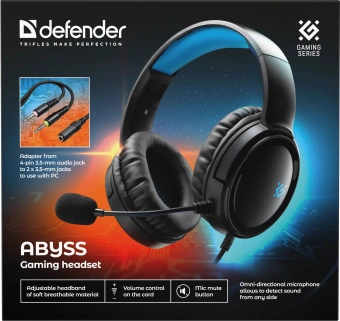 Наушники с микрофоном Defender Abyss черный 2м накладные оголовье (64548) - купить недорого с доставкой в интернет-магазине