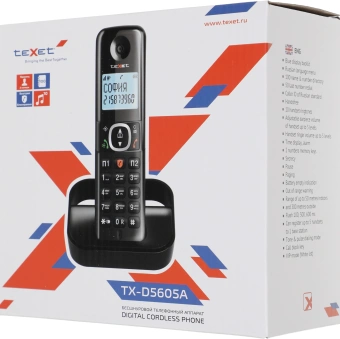 Р/Телефон Dect Texet TX-5605A черный автооветчик АОН - купить недорого с доставкой в интернет-магазине