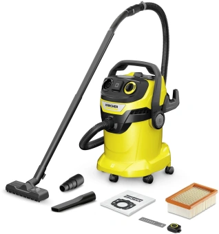 Строительный пылесос Karcher WD 5 Control P 25/5/22 1200Вт (уборка: сухая/влажная/выдув/сбор воды) желтый - купить недорого с доставкой в интернет-магазине