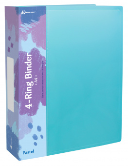 Папка панорама на 4-х кольцах Бюрократ Pastel PAST0740/4RBLUE A4 пластик 0.7мм кор.40мм торц.карм с бум. встав голубой - купить недорого с доставкой в интернет-магазине