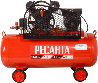 Компрессор поршневой Ресанта КП-100/400Р масляный 400л/мин 100л 2500Вт красный/черный - купить недорого с доставкой в интернет-магазине