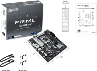 Материнская плата Asus PRIME B860M-K Soc-1851 Intel B860 2xDDR5 mATX AC`97 8ch(7.1) 2.5Gg RAID+HDMI+DP - купить недорого с доставкой в интернет-магазине