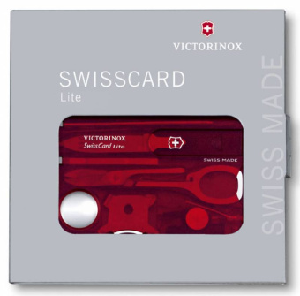 Швейцарская карта Victorinox SwissCard Lite (0.7300.T) красный полупрозрачный коробка подарочная - купить недорого с доставкой в интернет-магазине